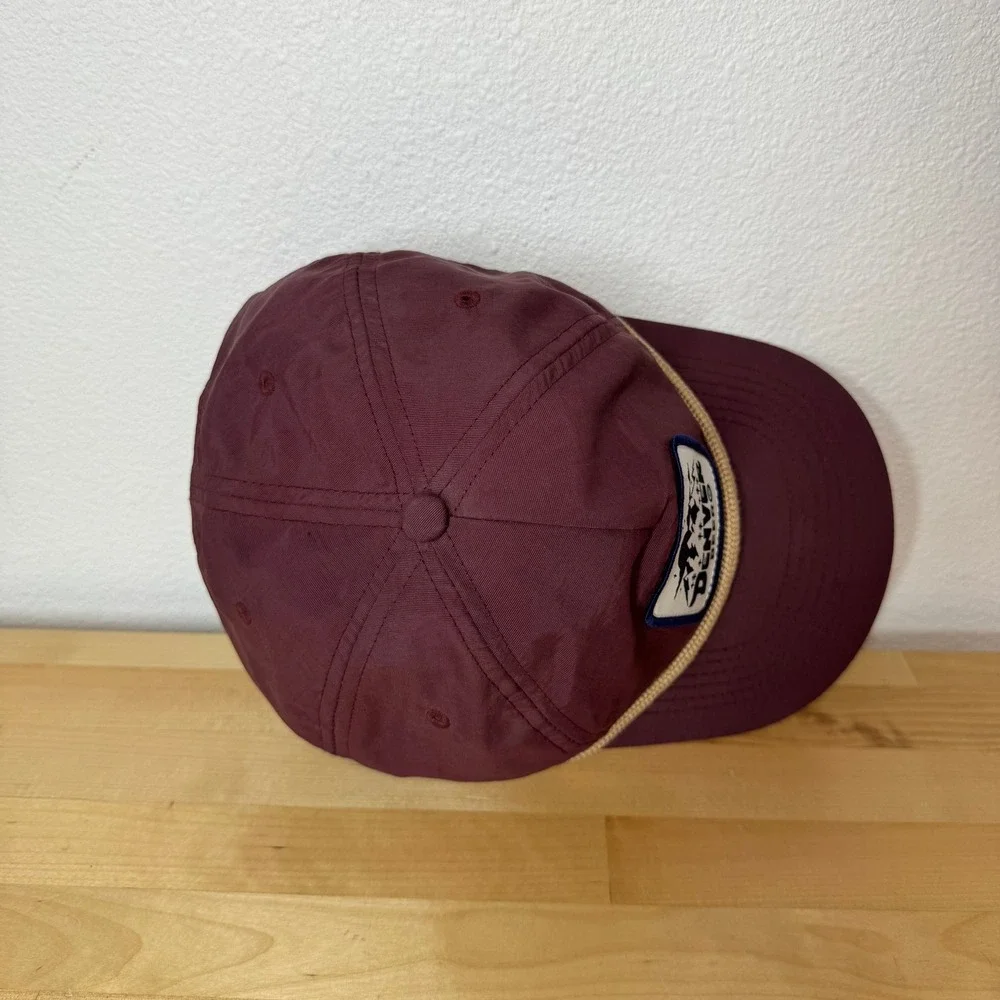 Denver Beer Co Brist Blanks Maroon Nylon Rope Hat Mountain Patch Snapback Cap